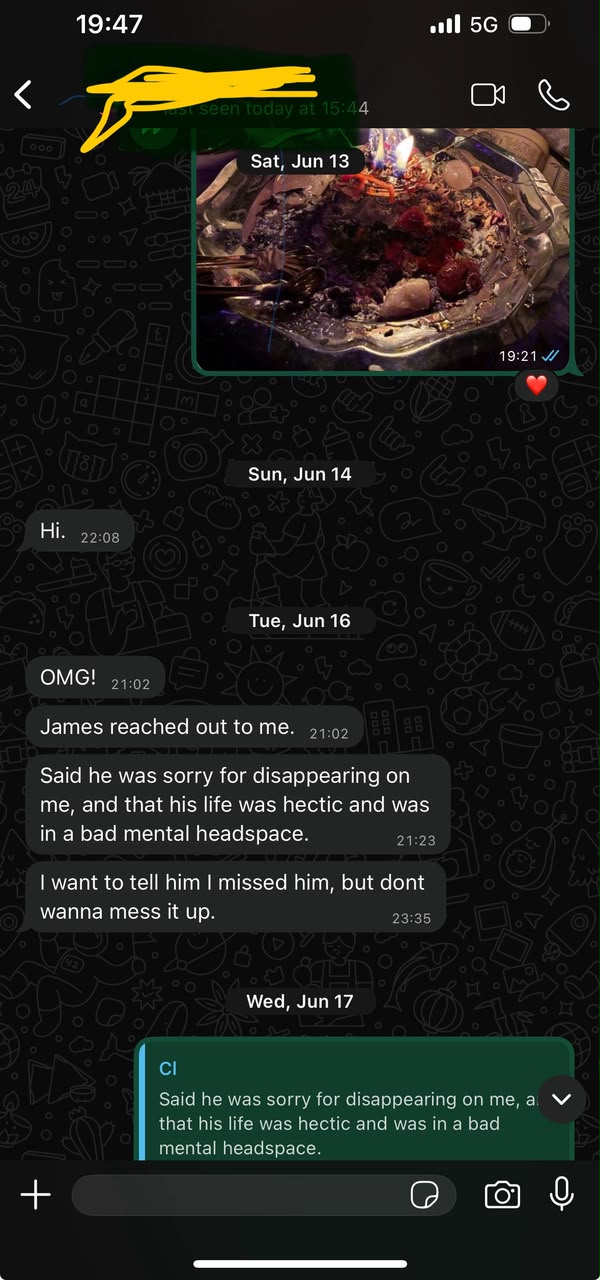 Client testimonial chat screenshot